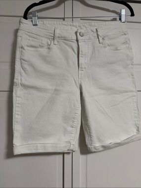 Levis All White Casual Cuffed Denim Shorts